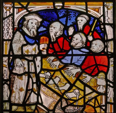 Window N4 depicting the Works of Mercy: visiting prisoners by English School