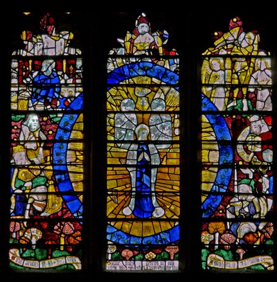 Window depicting the north transept window: the Assumption of the Virgin and other scenes by English School