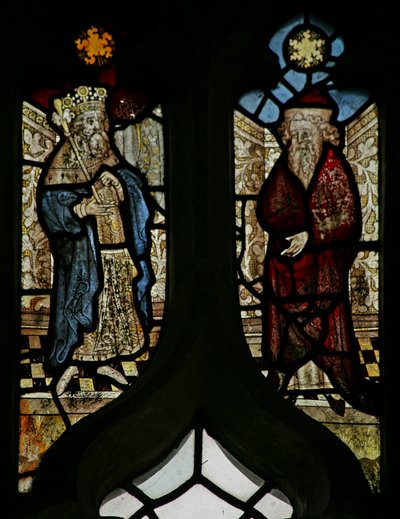 Window depicting a king and a prophet by English School