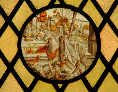 Window depicting a unicorn by English School