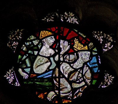 Window in the Chapter House depicting a scene from the Last Judgement: souls resurrecting by English School