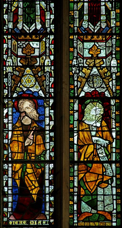 Window n2 depicting Jeremiah and a prophet by English School