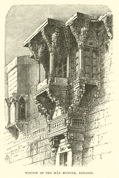 Window of the Man Mandir, Benares by English School