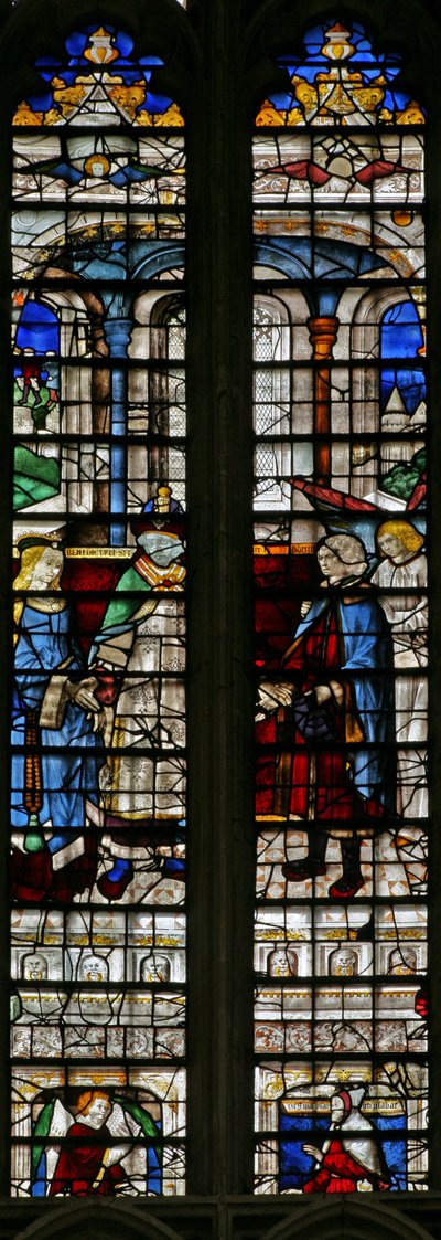 Window w2 depicting the Marriage of Tobias and Sarah by English School