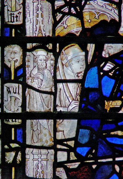 Window depicting a border panel with a figure by English School
