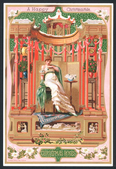 Winter Roses - Victorian Christmas card by English School