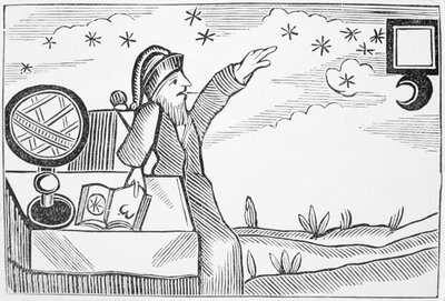 Wizard Consulting the Moon and the Stars, illustration from a collection of chapbooks on esoterica by English School