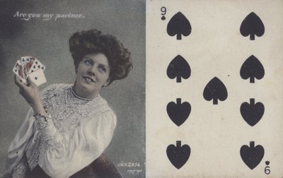 Woman with Playing Cards and the Nine of Spades by English School