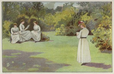 Women relaxing in a quiet corner of Bournville, Birmingham by English School