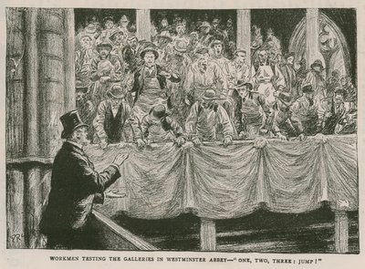 Workmen Testing the Galleries in Westminster Abbey by English School