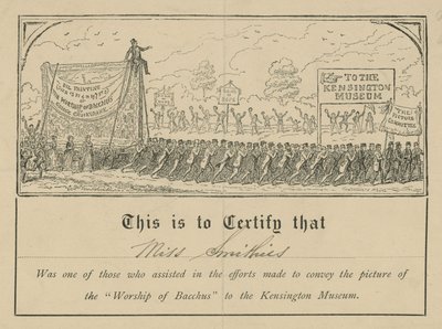 Worship of Bacchus Certificate by English School