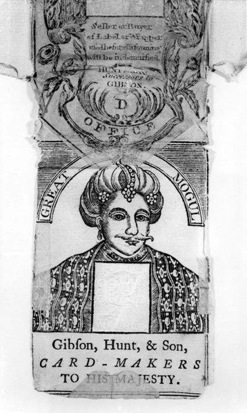 Great Mogul playing card wrapper, made by Gibson, Hunt, & Sons, Card-makers to his Majesty by English School English School