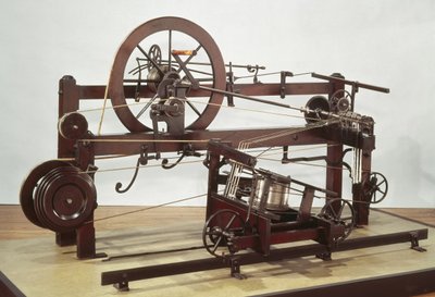 Replica of the spinning mule frame invented by Samuel Crompton in c.1772-79 by English School English School
