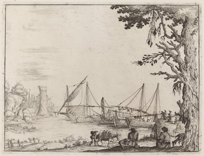 Seaport with Anchored Vessels by Ercole Bazicaluva