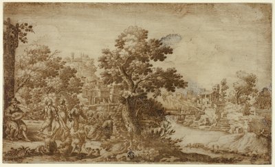 Landscape with Dancers and Musicians by Ercole Bazzicaluva