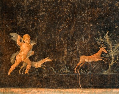 Cupid Hunting Deer. From Pompeii, Italy by Erich Lessing