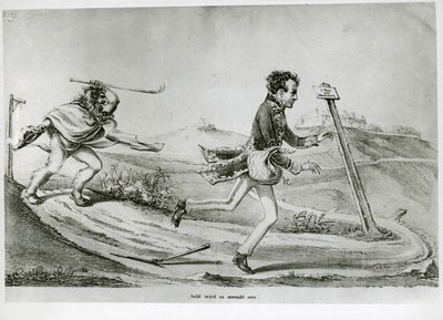 "Soon I shall be there" caricature on the flight of Prince Metternich by Erich Lessing