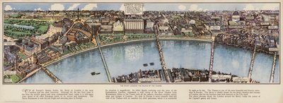 Savoy Hotel London Birdseye Map by Ernest (after) Coffin