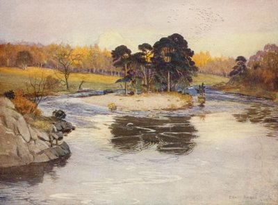 The fir-tree island below the Linn by Ernest Edward Briggs
