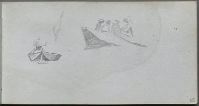 Sketchbook, page 25: Studies of Figures in Boats by Ernest Meissonier