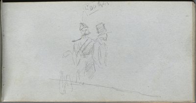 Sketchbook, page 38: Study of a Soldier and Figure in Top Hat by Jean Louis Ernest Meissonier