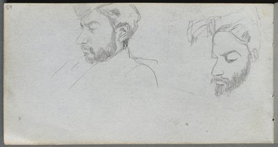 Sketchbook, page 65: Study of Faces in Profile by Ernest Meissonier