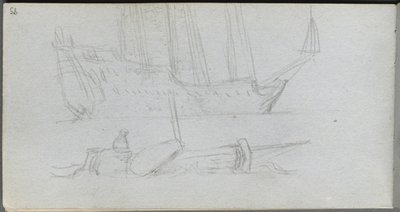 Sketchbook, page 85: Study of a Ship and Buoy by Ernest Meissonier