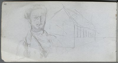 Sketchbook, Page 99: Study of Figure, Building by Jean Louis Ernest Meissonier