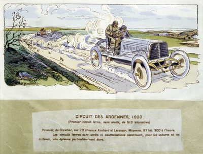 Racing: the Ardennes circuit in 1903, drawing by Ernest Montaut (1878-1909) by Ernest Montaut