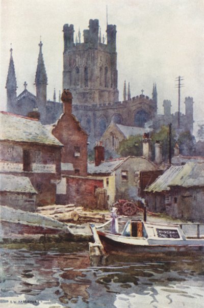 Chester Cathedral from the Canal by Ernest William Haslehust