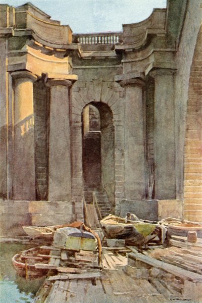 River Steps, Waterloo Bridge by Ernest William Haslehust