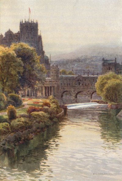 View from the North Parade Bridge, Bath by Ernest William Haslehust