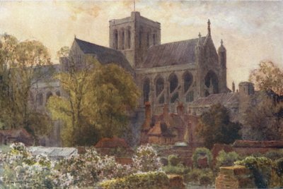 Winchester Cathedral from the Deanery Gardens by Ernest William Haslehust