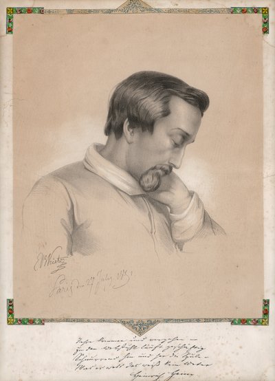Portrait of Heinrich Heine by Ernst Benedikt Kietz