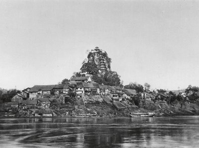 Shih Pao Chai, Wan Yin Shan, Szechuan, Village and Sacred Rock on the Banks of the Yangtze by Ernst Boerschmann