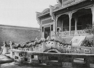 Wanhien, Wen Miao, Szechuan, Forecourt with Pond and Dragon Bridge in the Temple of Confucius in Wanhien by Ernst Boerschmann