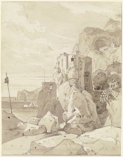 Amalfi, View over a Watchtower to S. Francesco by Ernst Fries