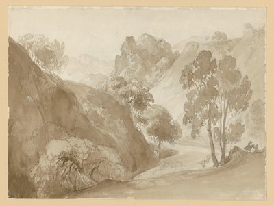 River Valley and Mountain Landscape, with Figures on the Path by Ernst Fries