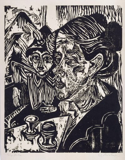 Peasant Woman with Boy at the Table (Mrs. Schmidt with Son Martin) by Ernst Ludwig Kirchner