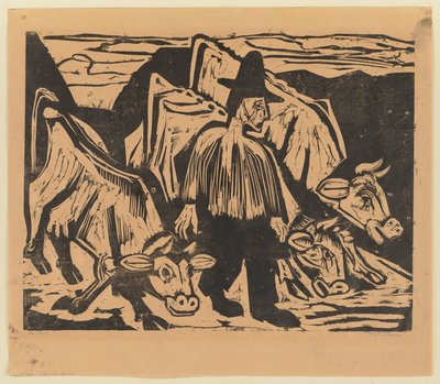 Farmer with Three Cows by Ernst Ludwig Kirchner