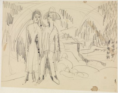 Peasant Couple before a Mountain Landscape by Ernst Ludwig Kirchner