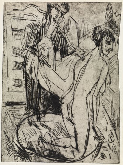 Three Figures/Woman Drying a Bather by Ernst Ludwig Kirchner