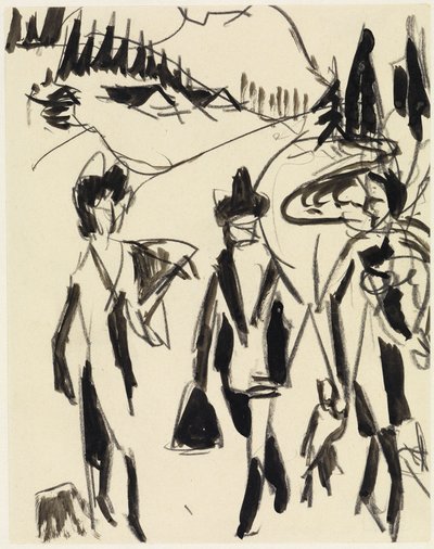 Three Walkers in a Mountain Landscape by Ernst Ludwig Kirchner