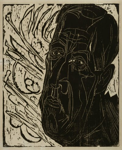 Head of Henry van de Velde (dark) - Black van de Velde Head by Ernst Ludwig Kirchner