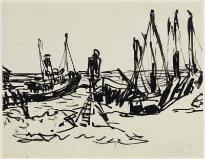 Coastal Steamer and Anchored Boats (Fehmarn) by Ernst Ludwig Kirchner