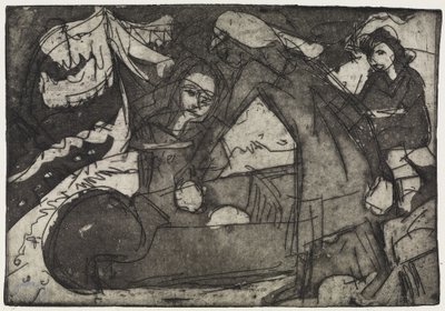 Girl with Two Children/Children with Wheelbarrow by Ernst Ludwig Kirchner