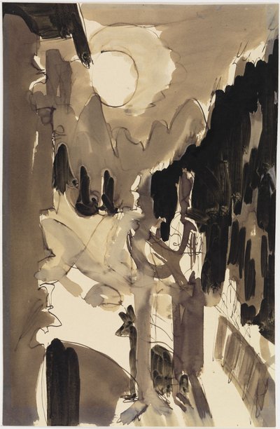 Couple in Moonlight in Front of the House by Ernst Ludwig Kirchner