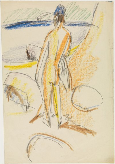 Standing Nude from the Back "By the Stones" (Fehmarn) by Ernst Ludwig Kirchner