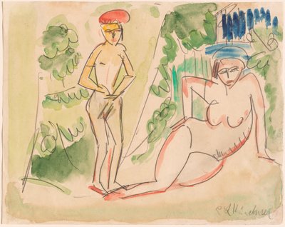 Two Bathers near the Woods by Ernst Ludwig Kirchner