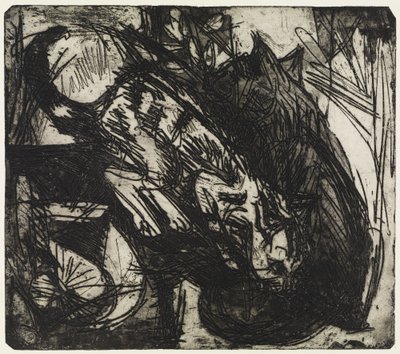 Two Cats/Mountain Houses - Stafelalp by Ernst Ludwig Kirchner